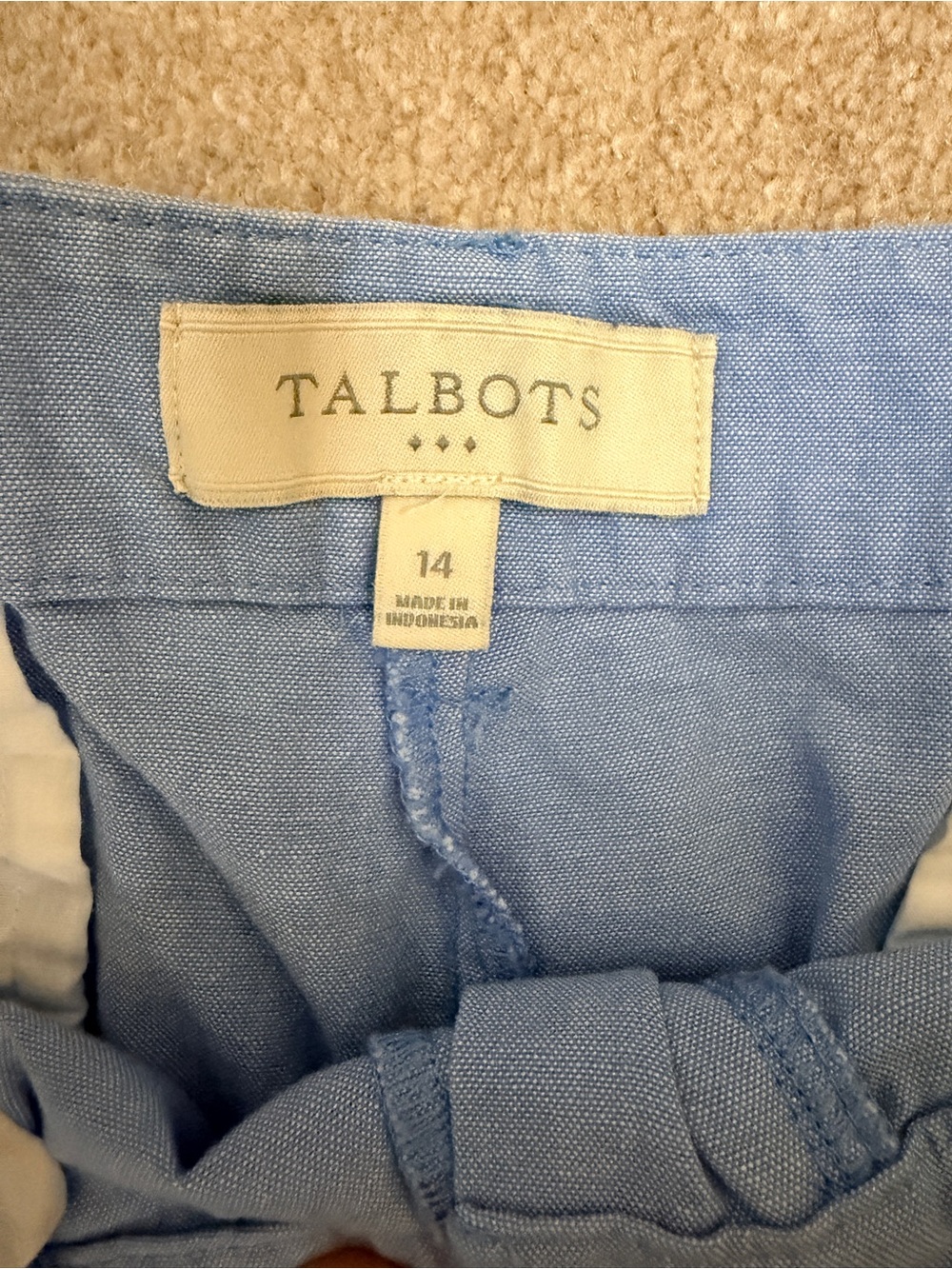 Talbots Light Blue Cotton Ankle Crop Pants Women’s Size 14 25” Inseam - Picture 5 of 9